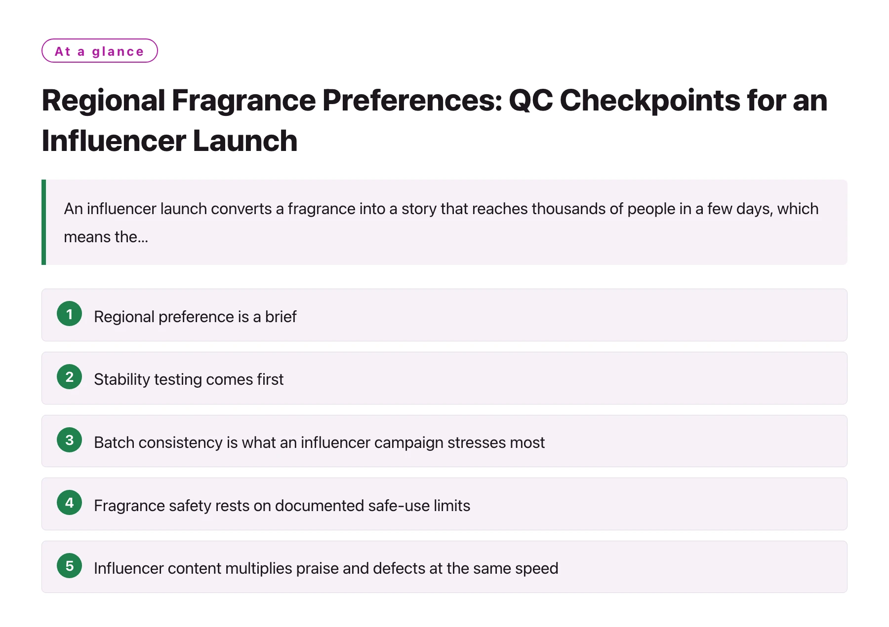 Regional Fragrance Preferences: QC Checkpoints for an Influencer Launch——全文要点速览
